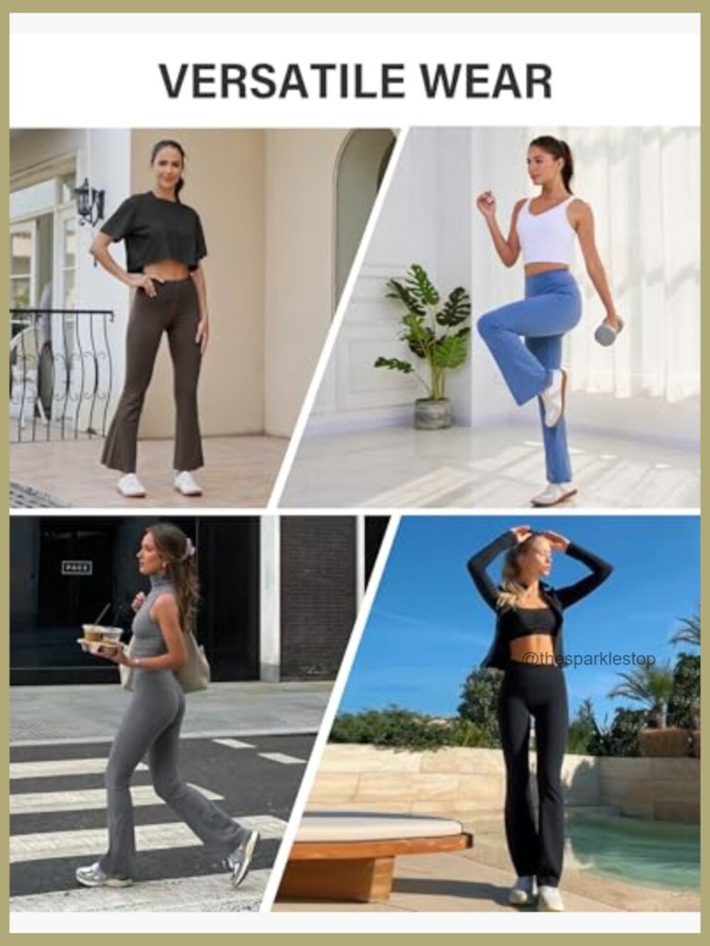 Flare Yoga Pants Bootcut Leggings with Pockets High Waist Tummy Control - Picture 3 of 7